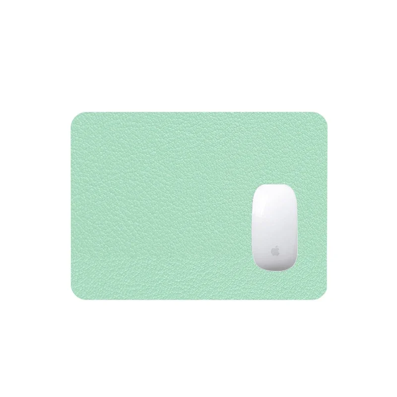 Deluxe Solid Color PU Leather Waterproof Mouse Mat, Anti-slip, 23x19cm - Stylish Desk Accessory