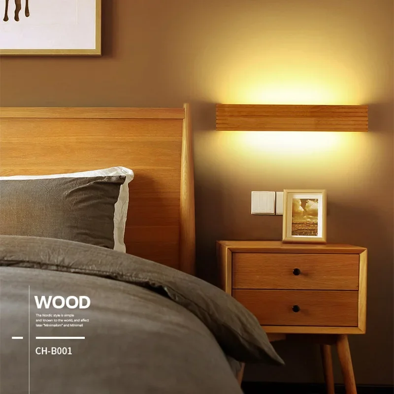 Wood LED Wall Lamp for Bedroom Living Room Study Room and Stairs