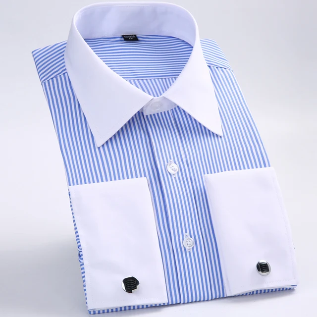 Men s Classic French Cuffs Striped Dress Shirt: A Timeless Addition to Your Formal Attire