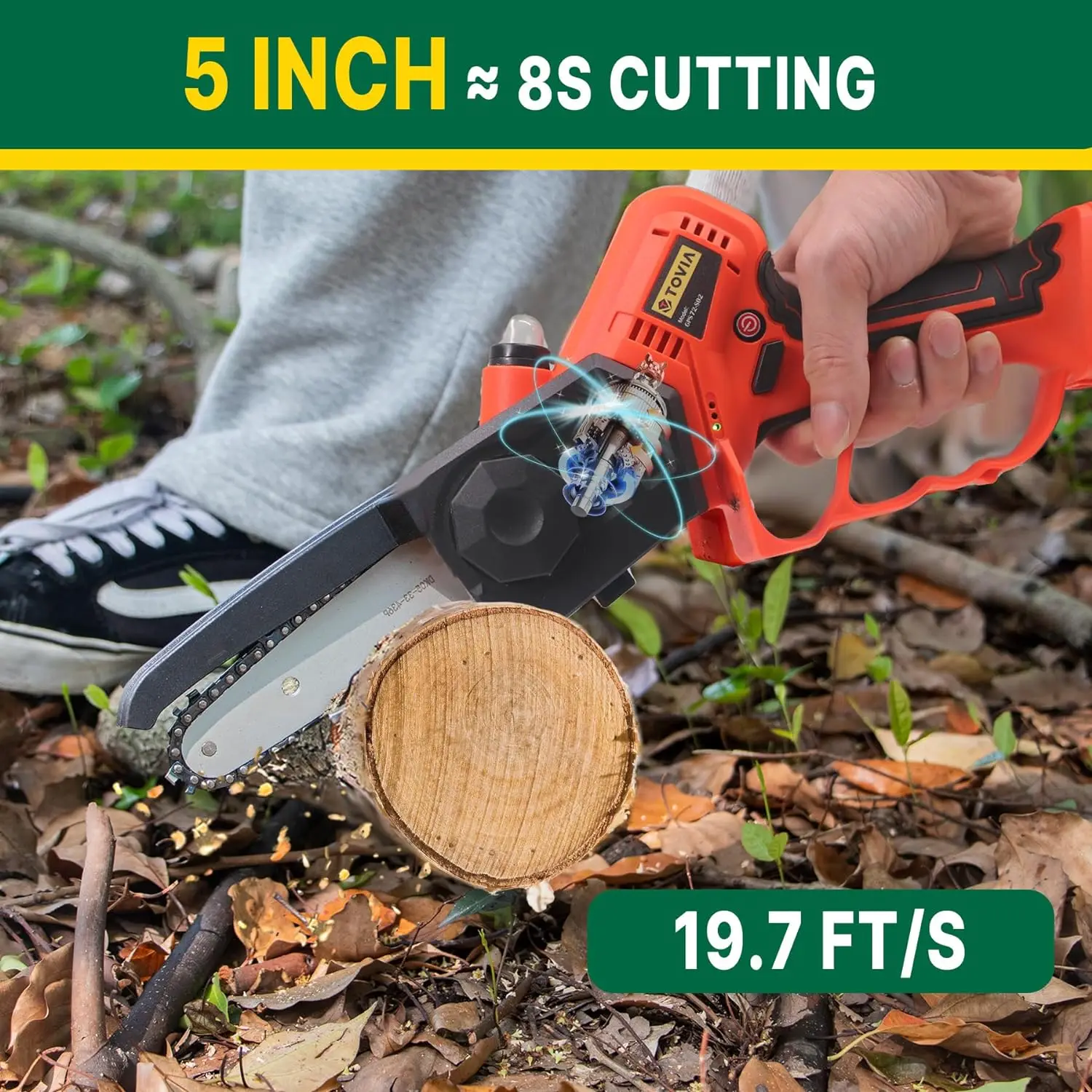 Cordless Pruner Kit, 1.6'' Electric Pruning Shears and 5'' Cordless Mini Chainsaw with 2 Pack 25V Rechargeable Batteries 3