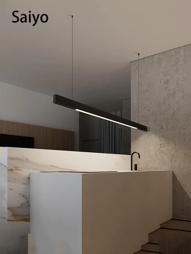 

Led Pendant Lamp Restaurant Office Modern Light Hanging Ceiling Long Table Strip Lighting Modern Chandelier Office Line Spot