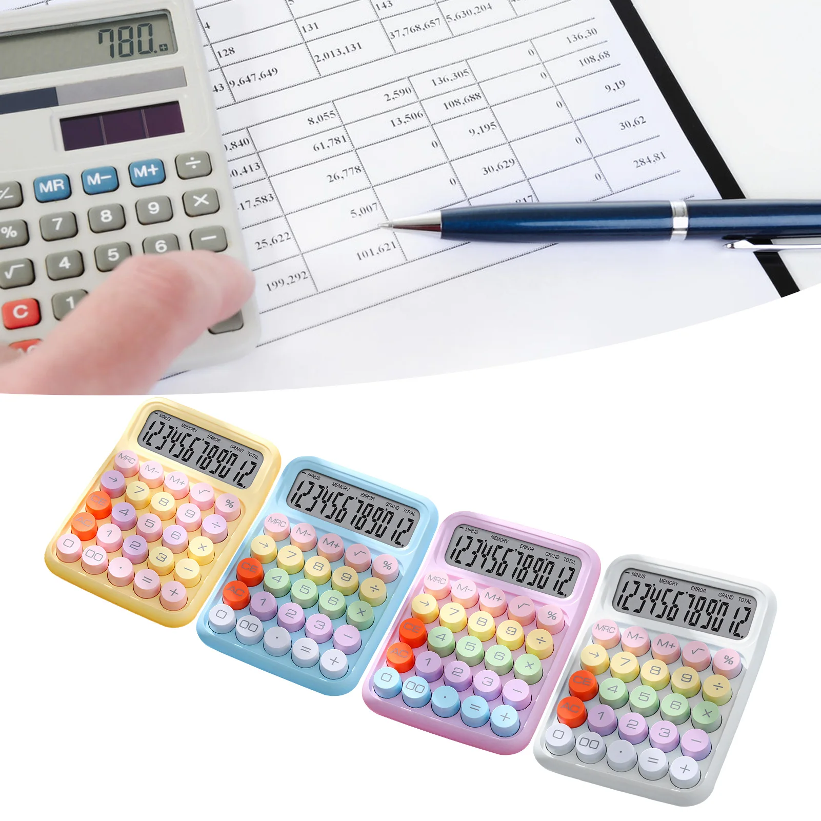 【신제품】다채로운 계산기 다채로운 계산기 기계식 키보드 계산기 가정 학교용 전자 데스크탑 계산기
