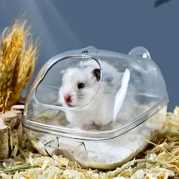 Gabbia per toilette per criceti in plastica acrilica, trasparente, porcellino d'India, criceti, sabbia, gabbia da bagno, scatola per mouse, criceti, accessori per la stanza