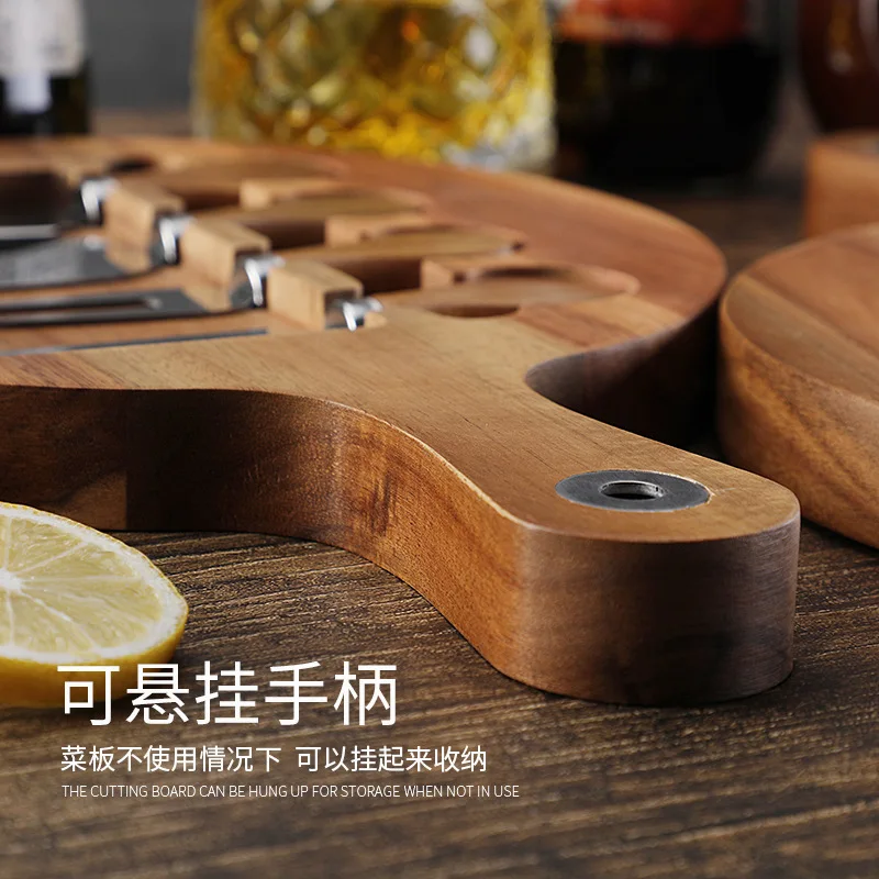 Cross border Wooden Board Steak Cutting Board Wooden Cheese Cheese Board Set with Stainless Steel Cheese Knife 4-piece Set