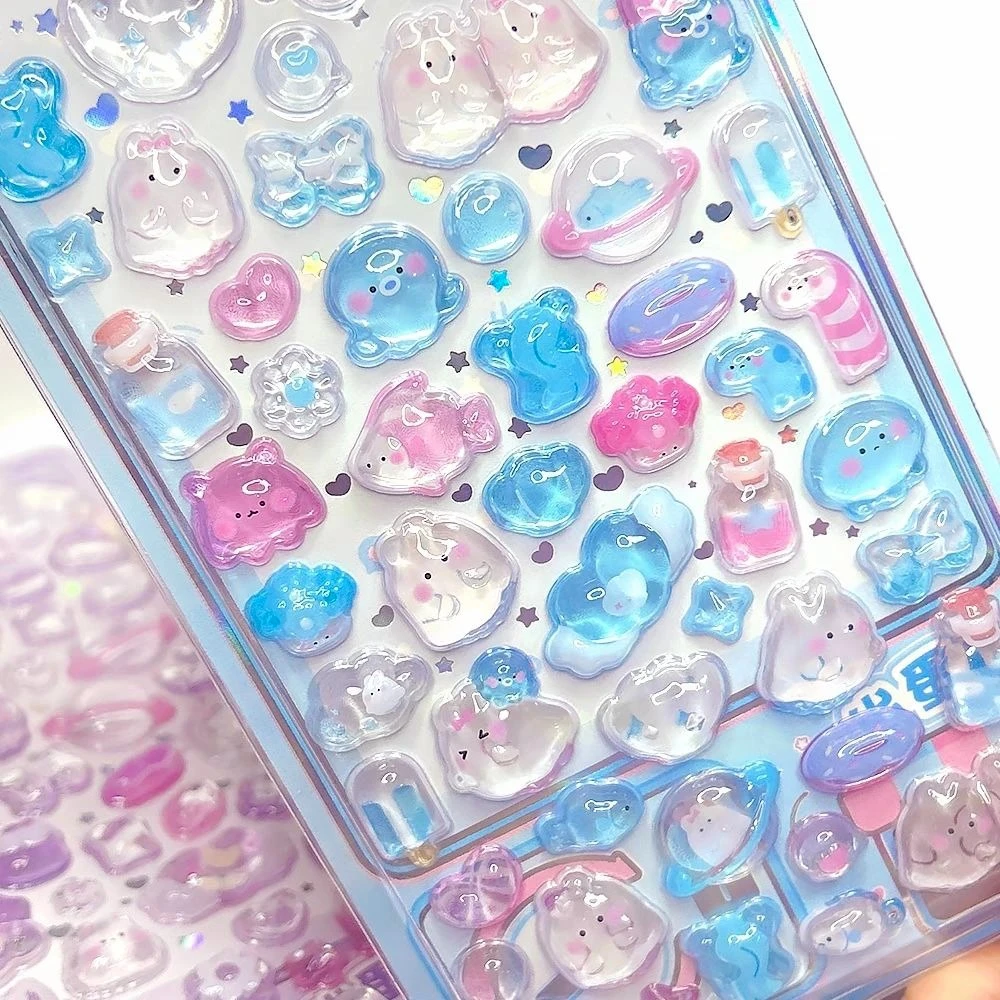Kawaii 3D Relief Drop Dessert & Food Series Decorative Stickers - Cute DIY for Laptop, Water Bottle, Phone Case