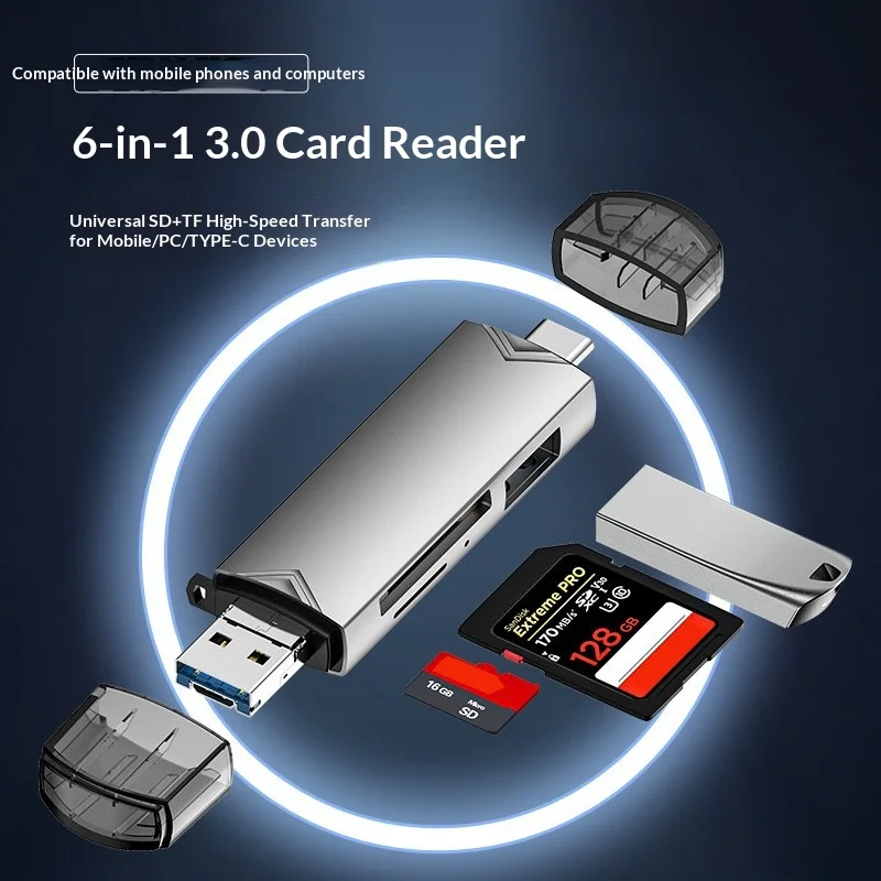 공장 전용 금형 USB3.0 다기능 카드 리더기 타입-C 안드로이드 휴대폰 컴퓨터 OTG 카메라 SD/TF/U 디스크
