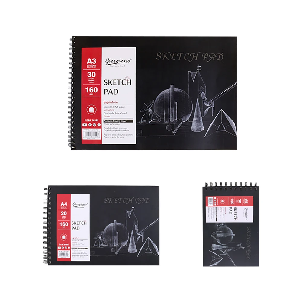 1PCS 30 Sheet A3/A4/A5 Watercolor Sketchbook Paper for Drawing Painting Color Pencil Book School Artist Supplies High Quality 6