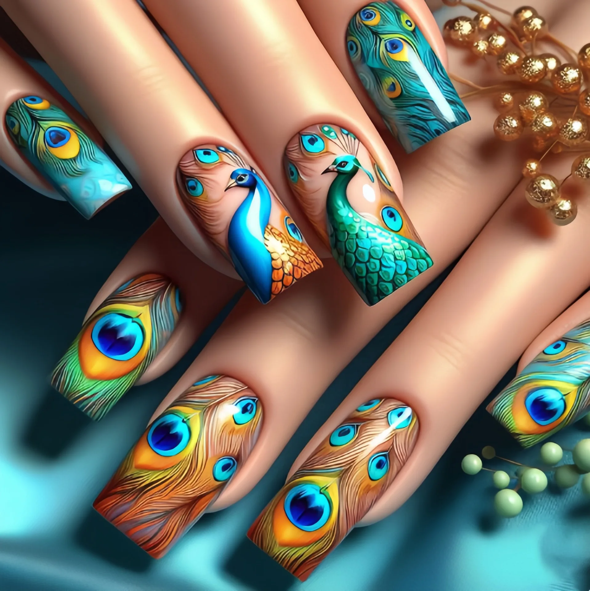 Ladder-Shaped Floral Ombre French Press-On Nails with Glue Strips - 24 Piece Set