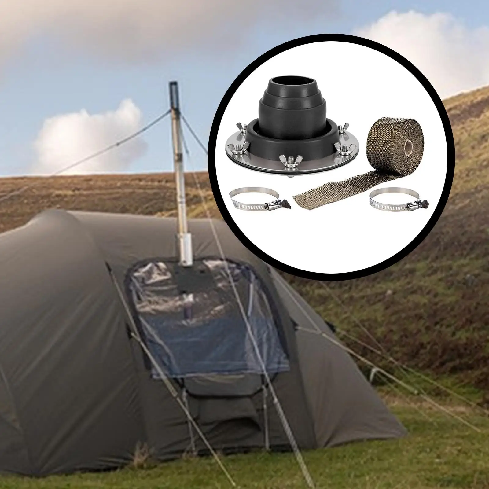 Tent Stove Jack Bell Tent Cabins Fireproof Protection Roof Jack Pipe Boot