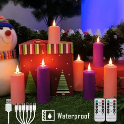 USB Rechargeable Led Candles With Flickering Flame Timer Remote Birthday Waterproof Wedding Candles Christmas Decoration Candle