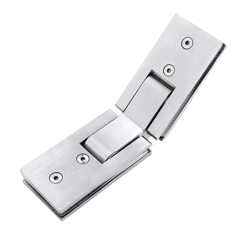 

304 Stainless Steel Precision Casting Frameless Shower Glass Door Hinges 135° Glass to Glass Clamps Glass Fixed Brackets Brushed