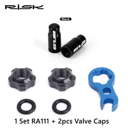 Enhanced Valve Nut with 3 - in - 1 Core Wrench & Waterproof Washer - Aluminum Bike Presta Valve Protection Caps (RA111 and cap - Black)