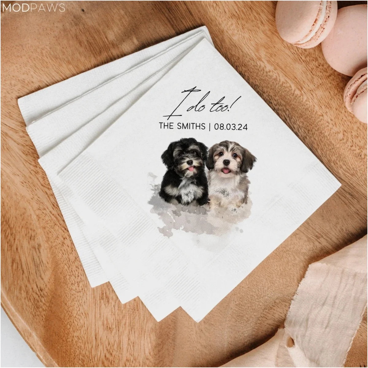 

Custom Dog Cocktail Napkins Using Pet Photo + Name Personalized Dog Wedding Napkins Custom Cat Napkins for Wedding Dog Birthday