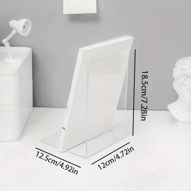 2pcs Acrylic Bookends - Transparent L-Shaped Desk Organizer, Bookshelf for Office & Home, Book Display Rack 5