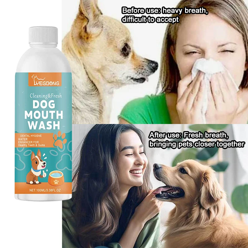Pet Teeth Cleaning Pet Oral Cleaning Liquid Dental Stain Remover 100ml Teeth Freshener Natural Dental Mouth Wash