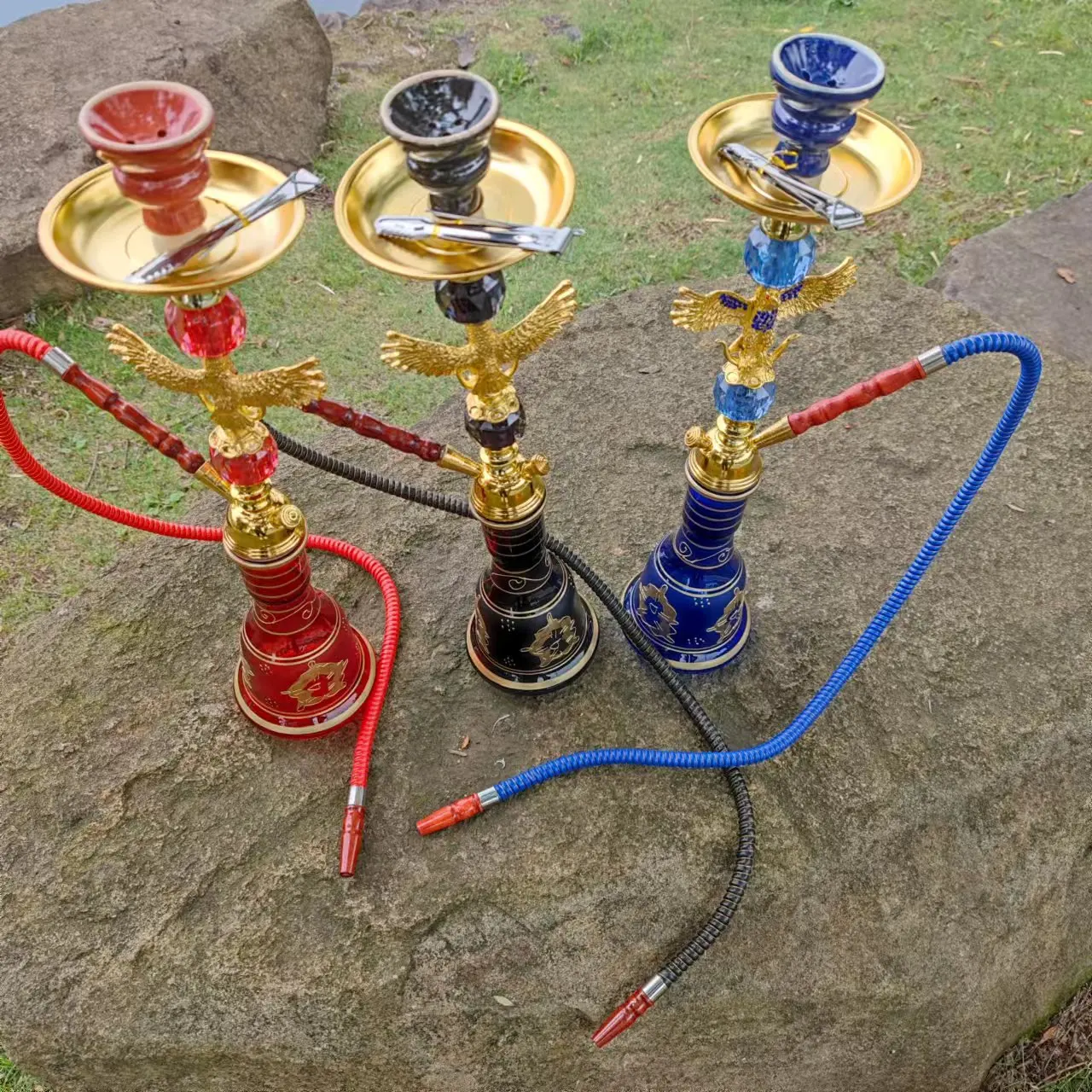 Resin Stainless Steel Hookah Set with Glass Bottle Bongs in Australian