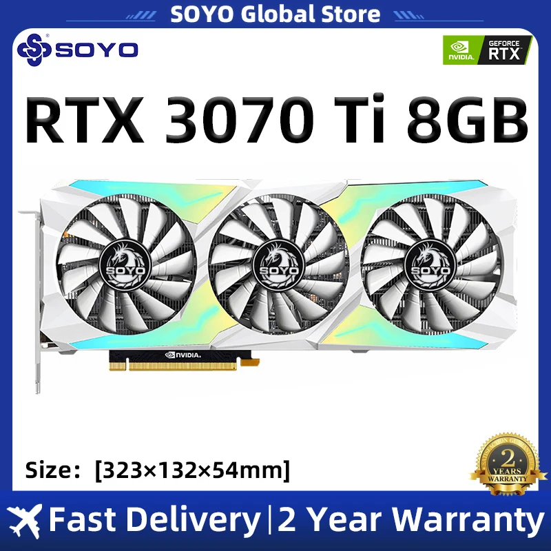 

SOYO GeForce RTX3070Ti RTX3070 8G Graphics Card GDDR6X 256Bit 12Pin NVIDIA Gaming Video Card Computer PC PCI Express X16 4.0