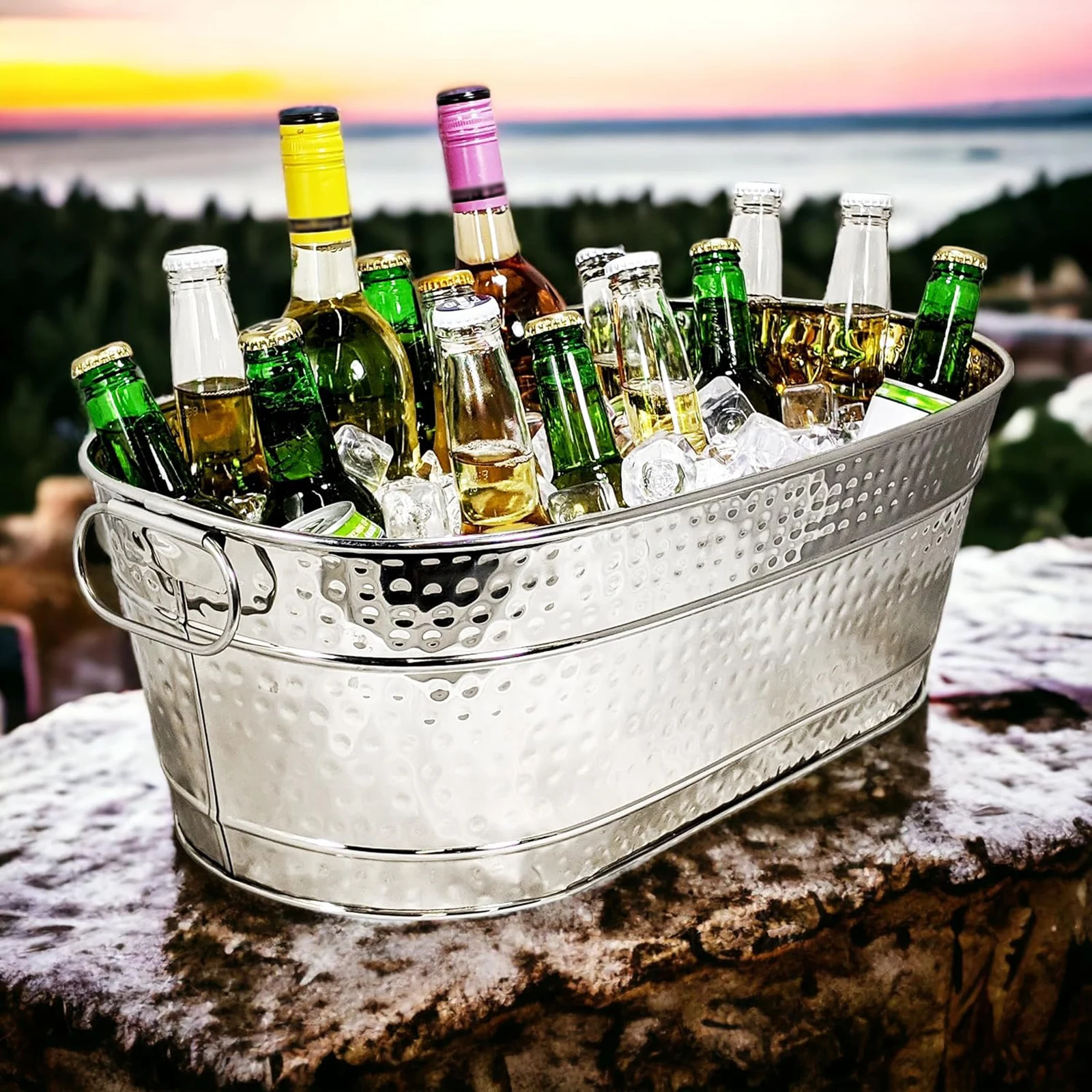 Amazon | アイスバケツ、オーバル飲料浴槽、亜鉛メッキバケツ