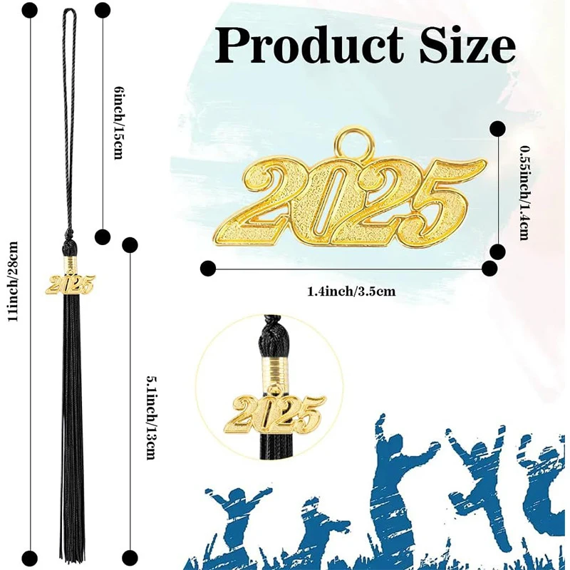 골드 연도 캡 프린지 명예 코드가있는 10 개의 졸업 술 세트 졸업식 파티 장식..