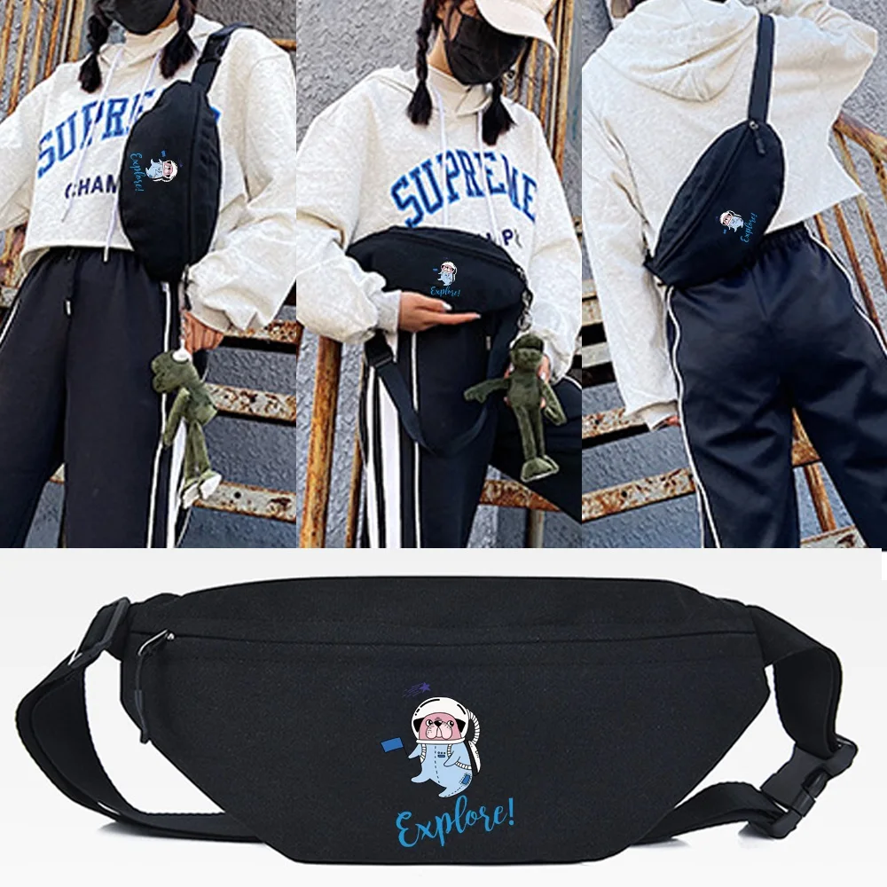 

Waist Bag Unisex Large Capacity Chest Pack Diving Dog Printing Streetwear Chest Bag Hip Hop High Quality Outdoor Belt Waist Pack
