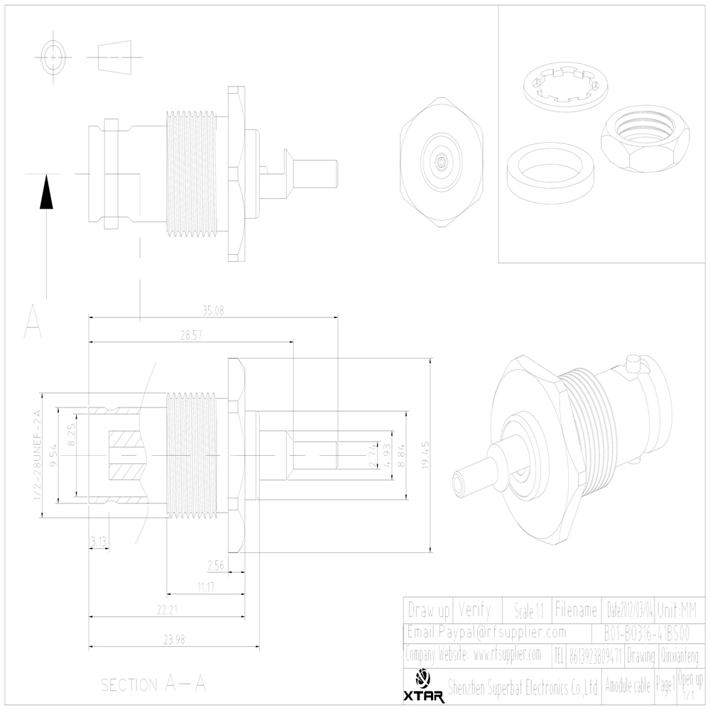 BNC Crimp Female RF Coaxial Connector for Cables