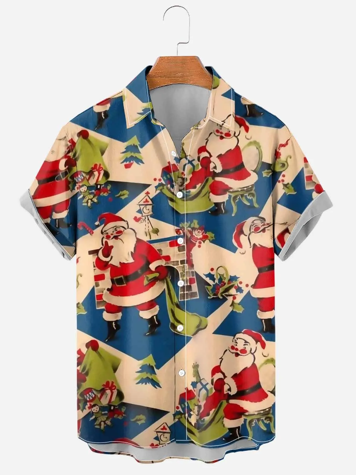

DUTRIEUX Men's Christmas Vintage Print Shirt