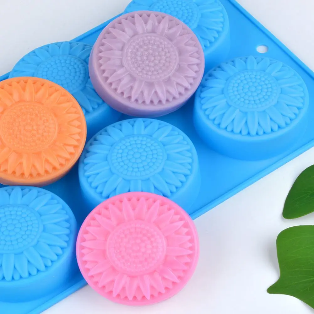 6 Cavities Creative Flower Shaped Silicone DIY Handmade Soap Mold Fondant Cake Decorating Candle Mold Pudding Candy