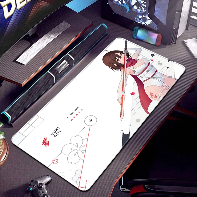 Anime Mousepad YUki Aim Rubber Mouse Mat Office Non-Slip Large Mouse Pad Gamer HD Print Keyboard Mats Game Professional Desk Mat