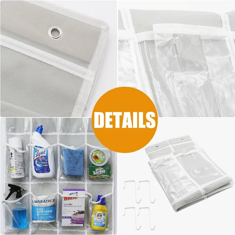 24 Pockets Over the Door Shoe Organizer Large Mesh Pockets Transparent Fabric Shoe Rack Storage Bag For Bedroom 5