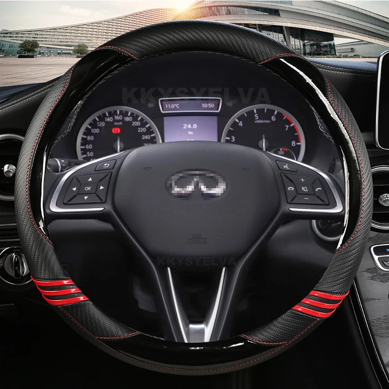 

Carbon Fiber Leather Car Steering Wheel Cover 15 inch/38cm For Infiniti QX30 Q70L Q50 QX80 Q60 QX70 QX60 QX50 Auto Accessories