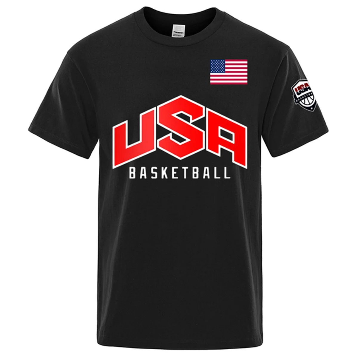 

USA Basketballer Printed Street Casual T-Shirts Men Loose Oversize Clothing Breathable Short Sleeve Fashion Hip Hop Tees