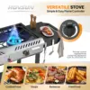 Burner Outdoor Propane Gas Stove with Griddle, Auto-ignition, Regulator & Side Shelves, 150,000 BTU Powerful Stand Cook 5