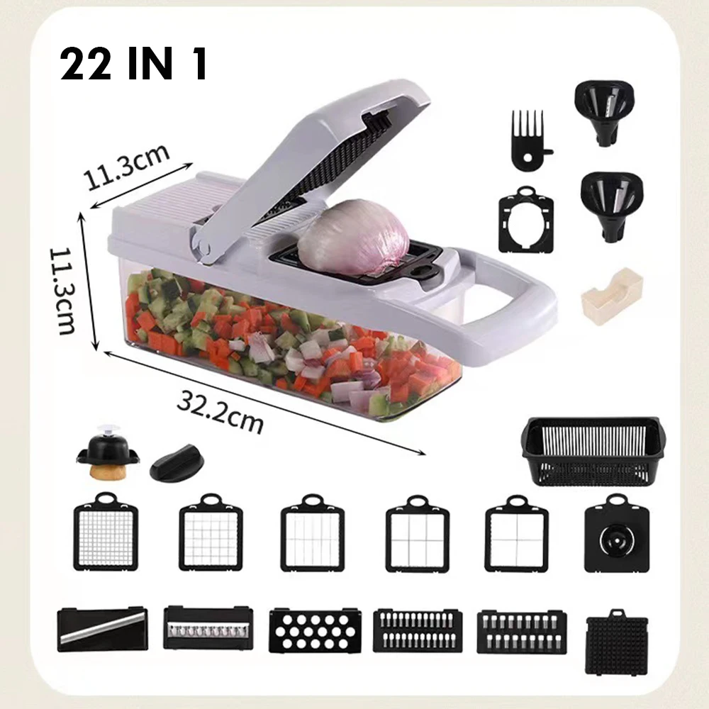 Vegetable Slicer Cuts Set 22 IN 1 Multi Purpose Vegetable Cutter Fruit Potato Chopper Carrot Shredders With Basket Kitchen Tools vegetable cutter