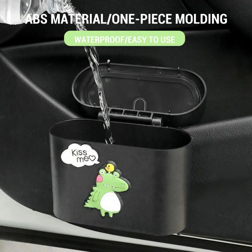 

Room Trash Leakproof Dinosaur Pattern Car Trash Bin with Lid Creative Garbage Organizer Container for Small Cars Car Garbage Bag
