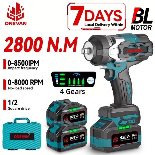 ONEVAN 2800N.M clé à chocs électrique sans fil tournevis à couple élevé perceuse outil électrique pour Makita broche de batterie 18V 1