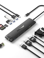 Lemorele TC96 USB Hub USB 3.1 Dock Station USBC to Dual HDMI 4K 10Gpbs Type-C Adapter VGA USBC 3.1Gigabit Ethernet for Mac Win 2