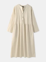 Women's Elegant Solid Cotton Robe Femme 2022 Spring Autumn Bohemian Maxi Dress ZANZEA Casual Long Sleeve Shirt Dresses Oversized - Image 4