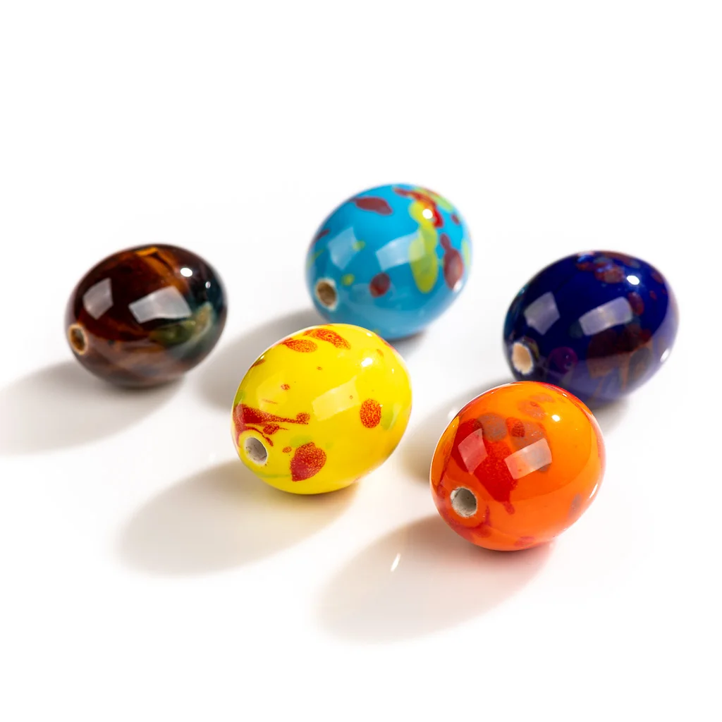 35 #1 stücke große mehrfarbig geformte ovale gefleckte Keramik perlen spezielles Material für Schmuck Halskette machen # xn144