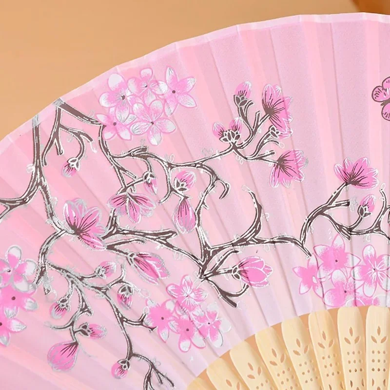 Japanese Style Hand Held Folding Dance Fan Wedding Party Lace Silk Flower