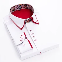 2025 Spring/Fall Men's Slim Fit Long Sleeve Shirts Free Iron Chinese Double Collar Trend White Fashion Business Casual Shirt