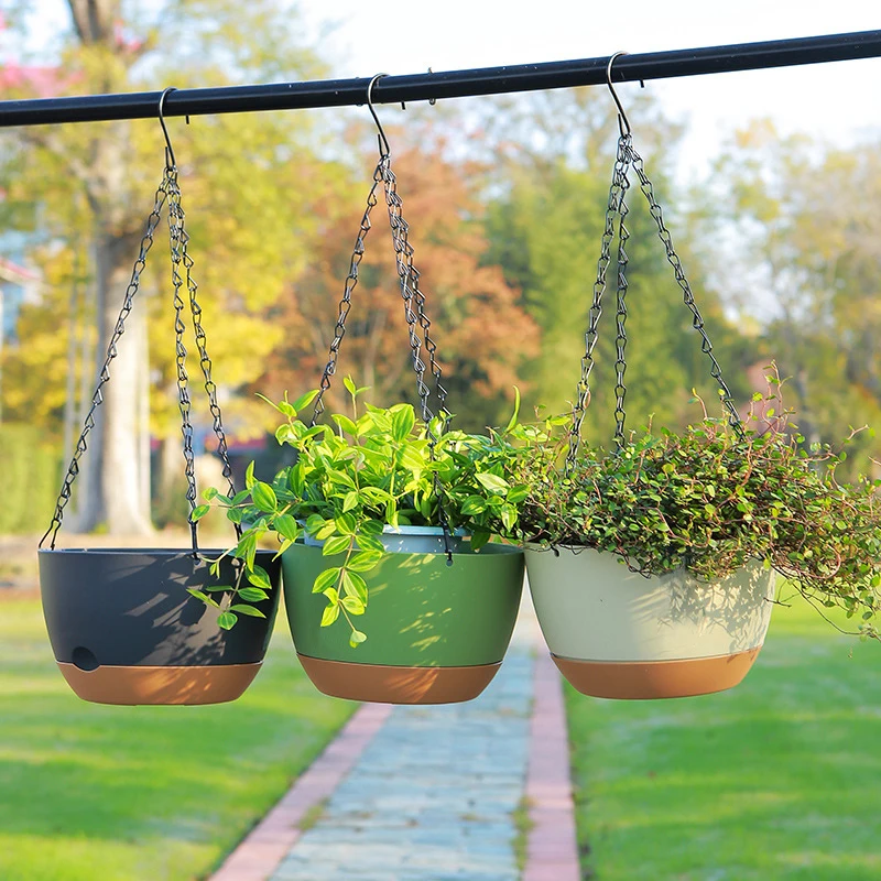 Description Picture 3 of itemAutomatic Water Suction Flowerpot Modern Contrast Color Hanging Basket Planting Container Garden Balcony Removable Flower Pots
