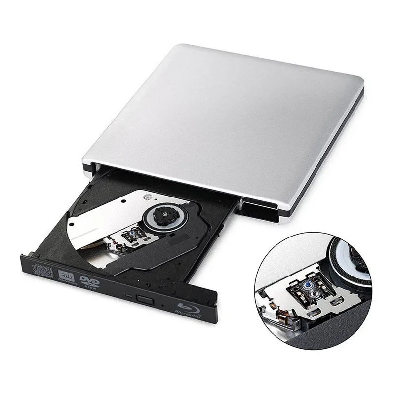 External Optical Drive USB3.0 Blu-Ray Burner Writer BD-RE 3D Blu-Ray Reader for Windows/MAC OS