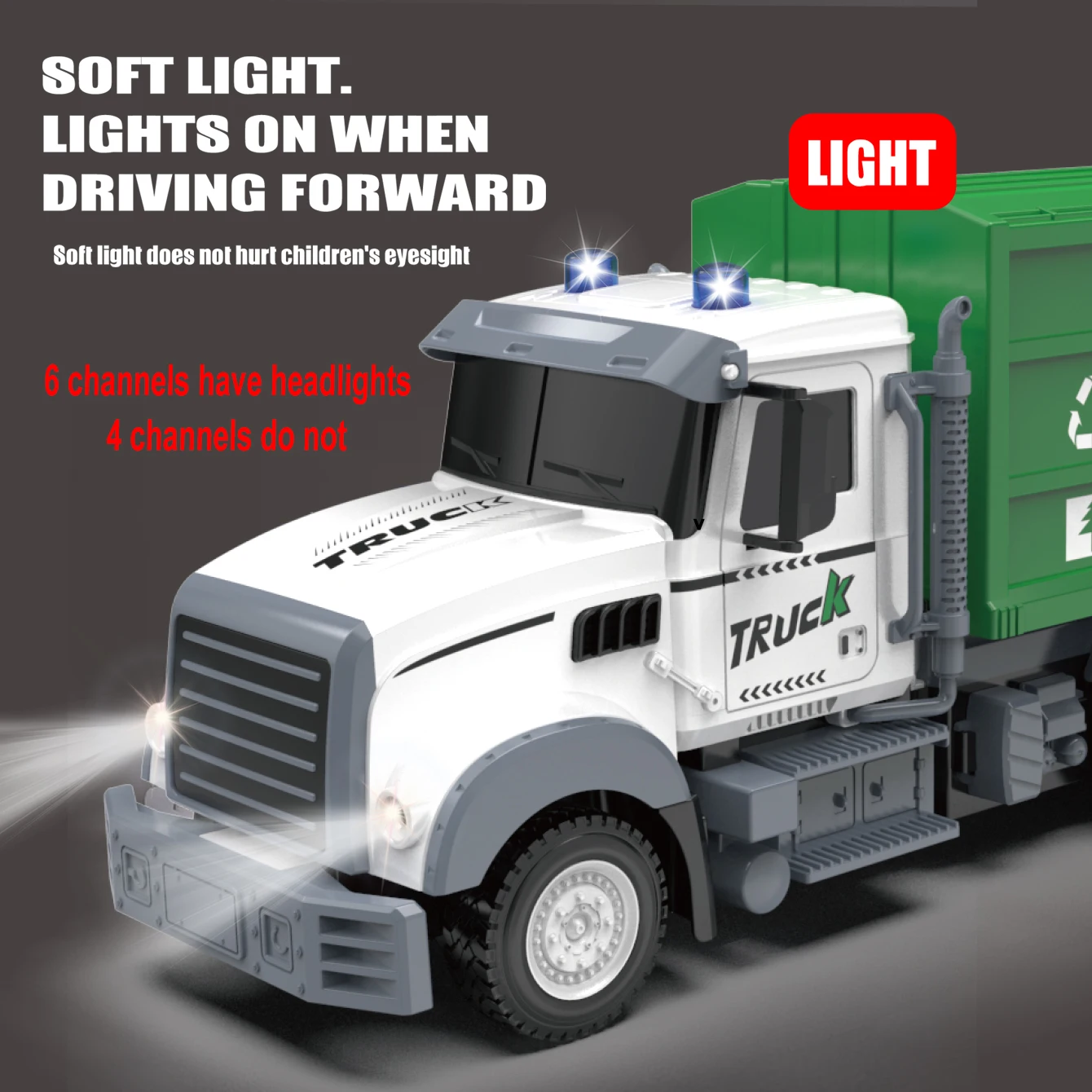 Remote control sanitation vehicle charging children's dump truck toy, RC remote control truck toy with light/sound effects 5
