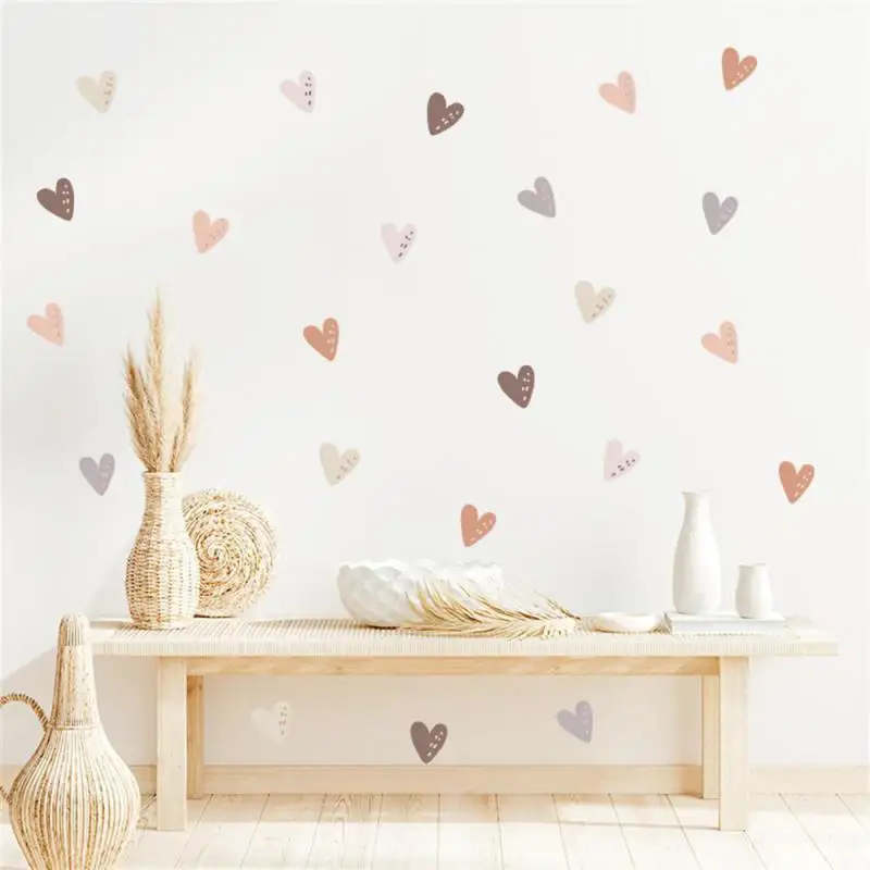 

12/48pcs Heart Shape Boho Style Wall Stickers Bohemian Wall Decals for Living Room Bedroom Nursery Room Kids Room Home Decor