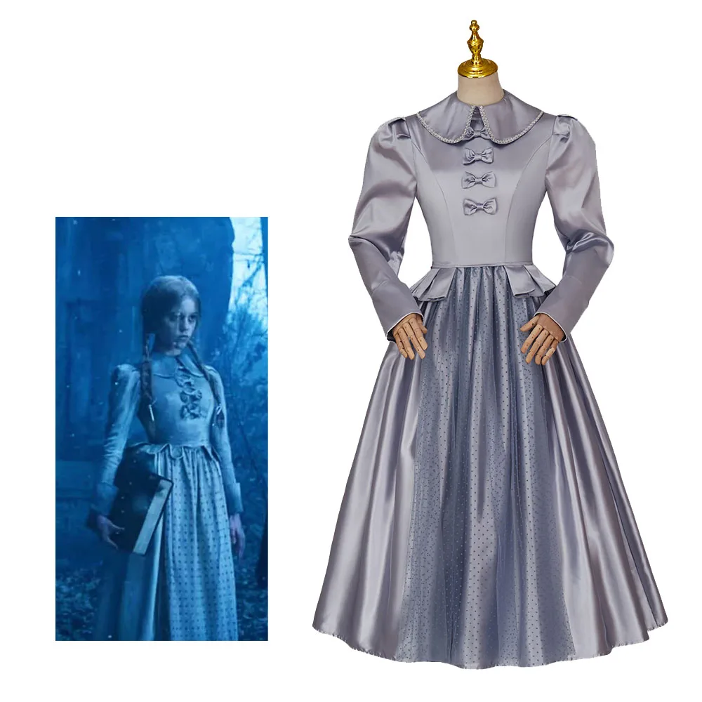 

Wednesday Season 2 Cosplay Addams Costume Women Girl Vintage Gothic Dresses Wednesday Halloween Party Costume Outfits