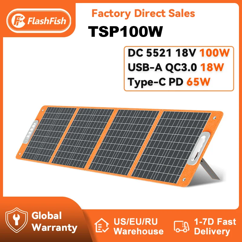 Flashfish 60W 100W Foldable Solar Panel Portable Solar Battery Charger