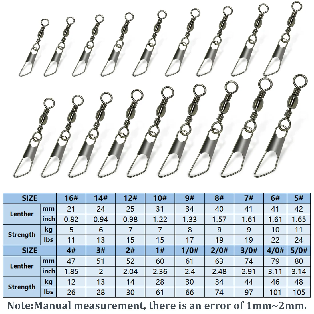 Émerillons à clip de sécurité 50-200 pièces - Émerillons acier inox pour pêche en mer et eau salée