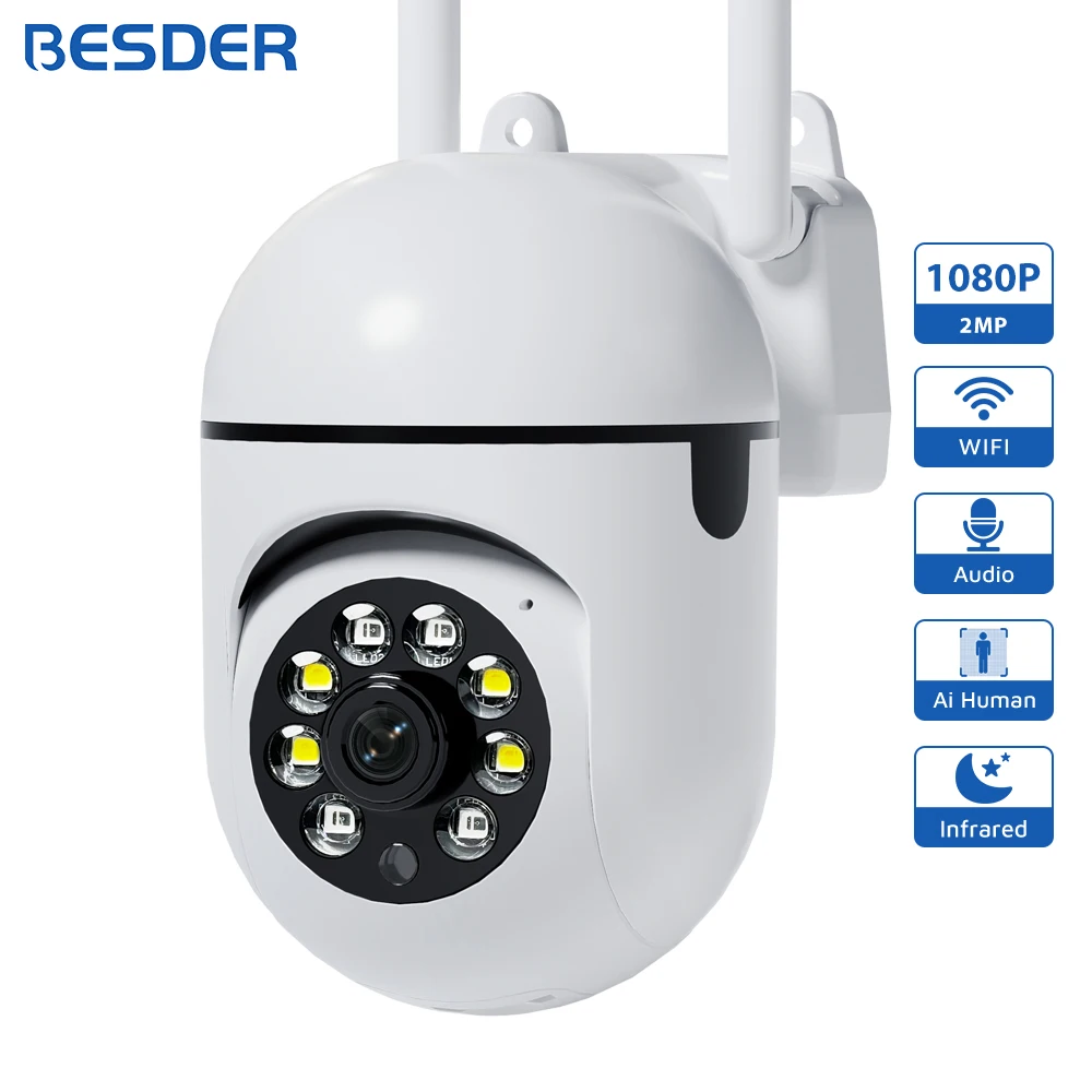 BESDER 실내 야간 투시경 무선 보안 CCTV 카메라, 2MP 5V PTZ IP 카메라, 와이파이, P2P, RTSP, 4X 디지털 줌 보안 보호