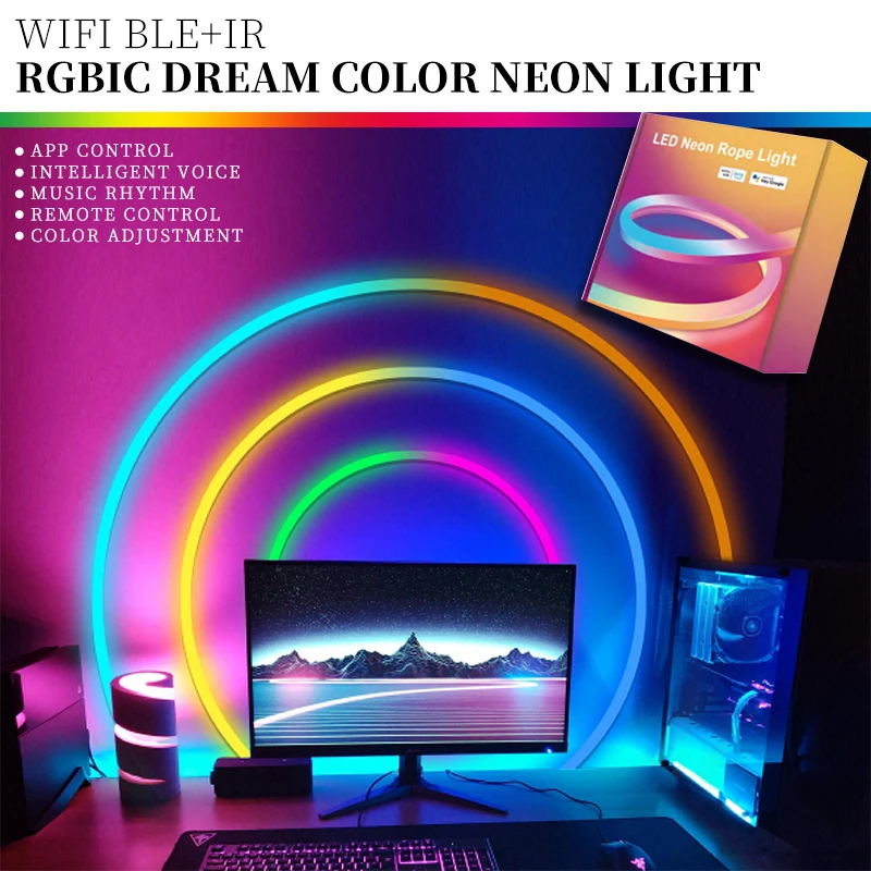 WIFIRGBICDreamColorNeonLightRopeSoftLEDStripLightsSyncing
