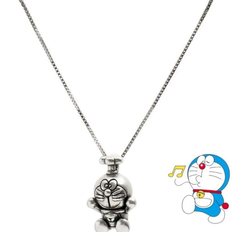 

Doraemon S925 sterling silver pendant necklace female summer ins personality cute cartoon pendant clavicle chain new wholesale